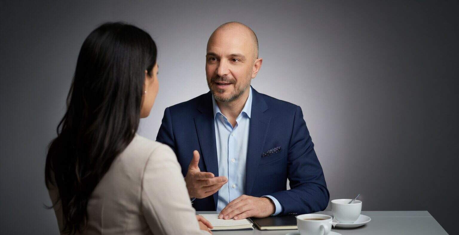 Sessione di counseling tra un professionista e una cliente, comunicazione empatica e ascolto attivo.